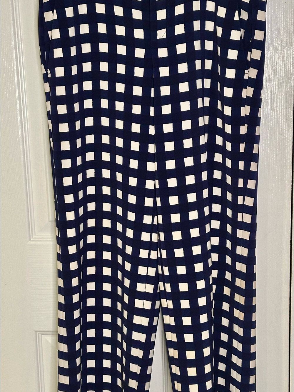 Banana Republic Navy and White Check Wide-Leg Pants